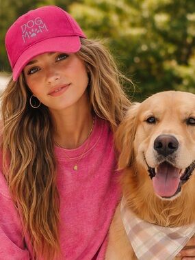 Fuchsia Pink Dog Mom trucker hat women’s